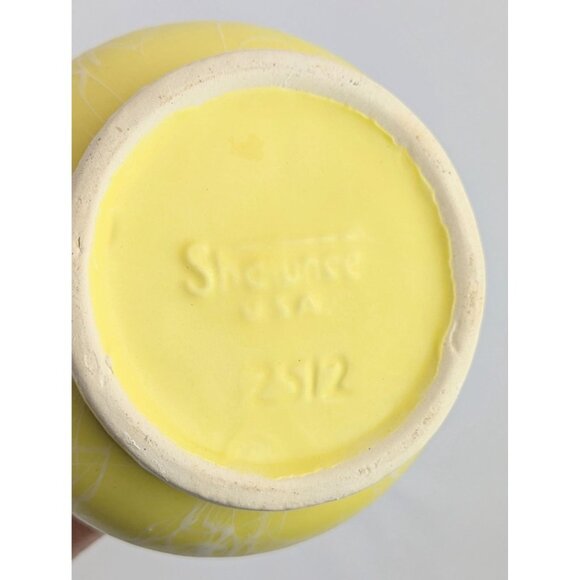 9" Yellow White Splatter Flared Rim Vase Vintage 1960s Shawnee Pottery Cameoware - Picture 9 of 10